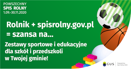 Powszechny Spis Rolny 2020 - konkurs: zestawy sportowe dla szkół podstawowych i przedszkoli dla zwycięskich gmin